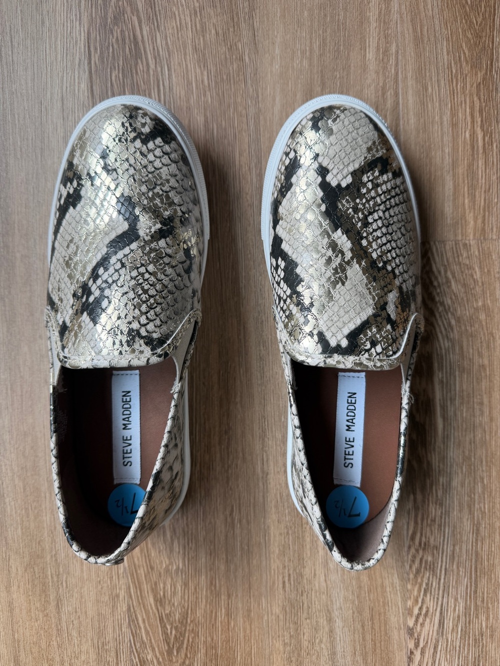Steve Madden Metallic Snakeskin Slip-On Sneakers Size 7.5